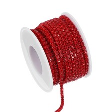 10 Yards 3mm Crystal Rhinestone Chain Trim for DIY, Red
