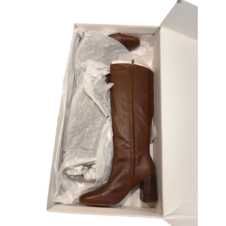 Botas de cuero marrón hasta la rodilla Calvin Klein Arista - talla 6,5 Foto 2 de 4