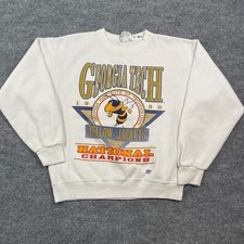 Vintage 1990 Georgia Tech Yellow Jackets Sweatshirt Large 23x23 Boxy White