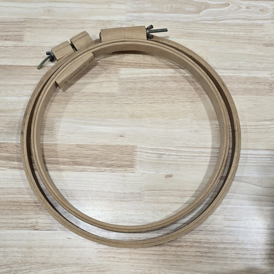 Large 12" & 13.5" Thick Wooden Embroidery Hoops Quilting Needlework Cross Stitch - Image 2 of 4