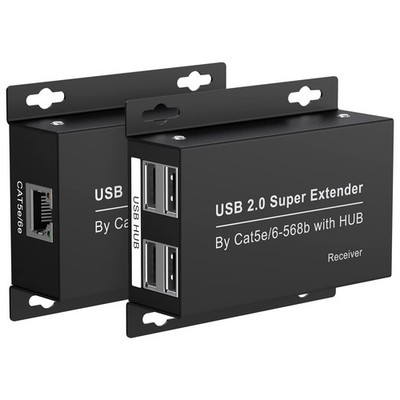 VEDINDUST USB 2.0 Extender 4-Port 196ft 60m USB Over Ethernet über RJ45 Cat5e...
