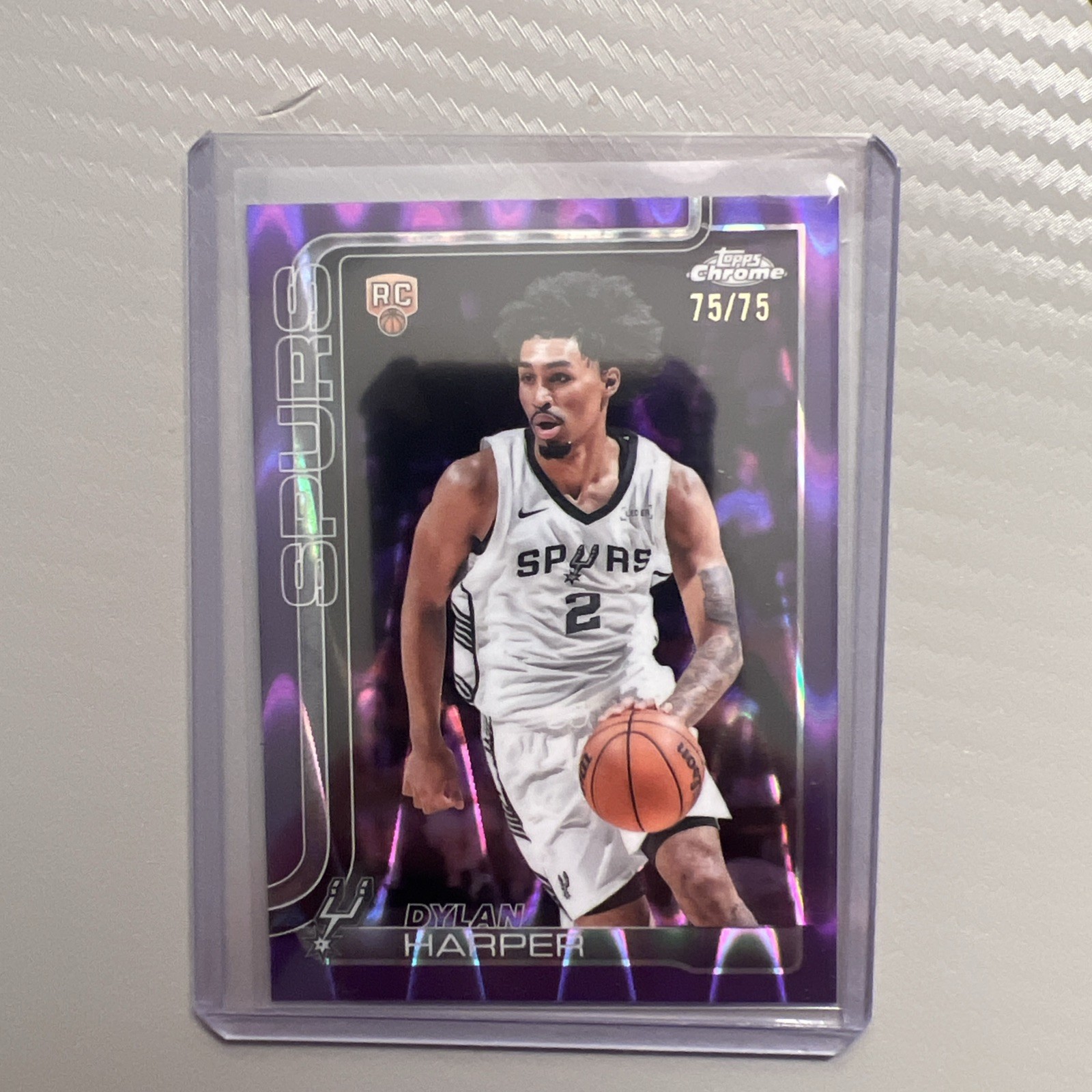 2025-26 Topps Chrome Dylan Harper Purple Raywave Refractor RC #252 Spurs 75 /75