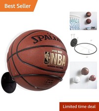 Sleek Wall-Mounted Ball Storage Rack - Modern Black Steel Holder for All Sports