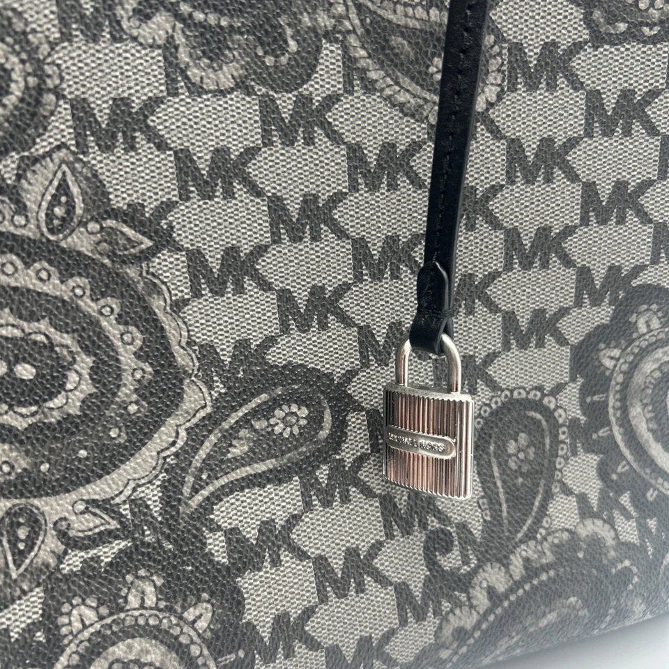 Michael Kors Tote Shoulder Bag Paisley Mercer Large Convertible Black Grey - Image 4 of 4