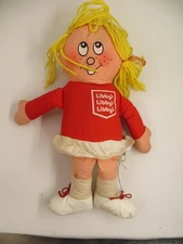 Vintage 1979 Libby Libby Libby Rag Doll Blonde Yarn Hair Red Shirt Stuffed Toy