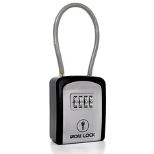 ® Portable Key Lock Box with Removable Cable Shackle Indoor Outdoor Waterproo...