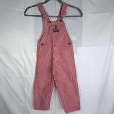 Vintage OshKosh B'Gosh Red  White Pinstripe Overalls The Genuine Article USA 4T