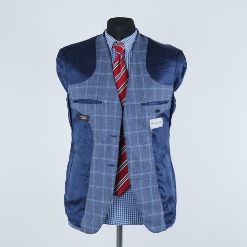 Mens Italian Blazer 38R UK Size DEL MARE 1911 Check Blue Wool Sport Coat Jacket - Picture 11 of 14