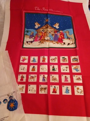 Vtg VIP/Cranston Print Works Panel-Follow The Star Nativity Advent Calendar-READ