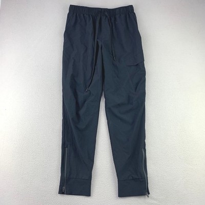 Asics Track Pants Mens Medium Black Athletic Tapered Ankle Zip Cargo Running Gym