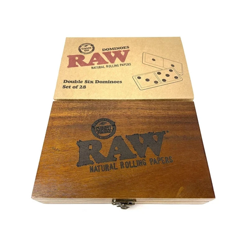 RAW Rolling Papers Double Six Dominoes Bamboo Case Set of 28 Holiday Gift Design - Image 4 of 4