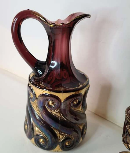 Jarra de vidrio arte amatista victoriano S repetición Dugan C 1900 y una cordial - Imagen 3 de 16