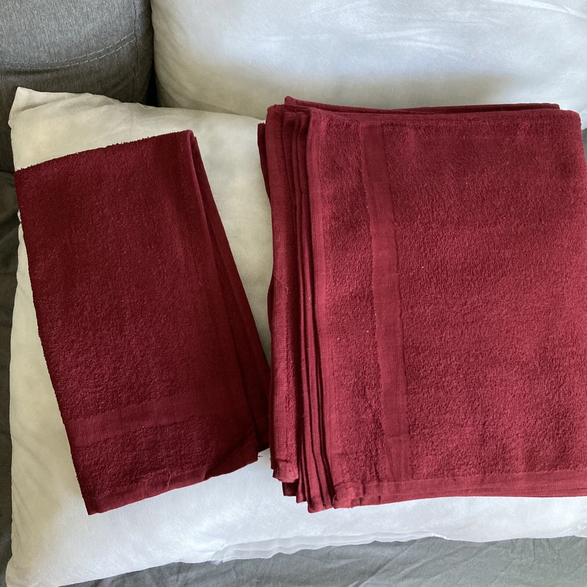 QTY: 12 Dish/Hand Towels Maroon Burgundy Golden Mills Jewel 27” x 16”  Kitch/bath