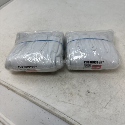 2 Pair - Magid CutMaster 1255KGC Full Leather Gloves ANSI Cut Level A5, Large
