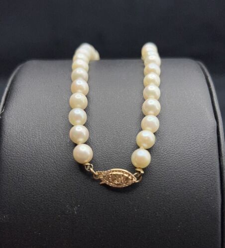 Classic 5.7mm Saltwater Pearl Strand 14K Yellow Gold 19" Necklace - Picture 3 of 5