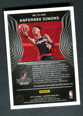 2021-22 Illusions Trophy Collection Signatures #23 Anfernee Simons