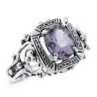 GENUINE AMETHYST CLASSIC VICTORIAN STYLE 925 STERLING SILVER RING           617X