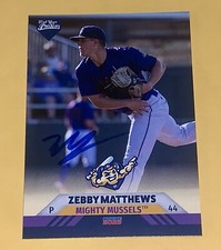 Zebby Matthews SIGNED Ft Myers Mighty Mussels Card RC Auto /1000 Minnesota Twins