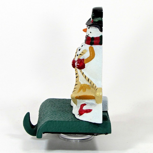 Midwest of Cannon Falls SLEDDING SNOWMAN Cast Iron Stocking Hanger