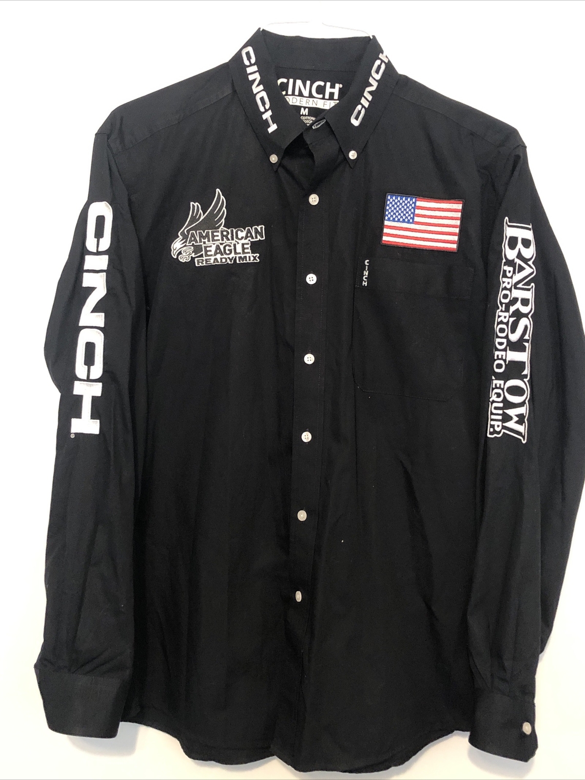 Cinch Modern Fit Medium Rodeo Contestant Shirt Barstow America Eagle