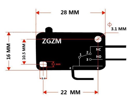 Micro Switch Für Backofen Mikrowelle Schalter V-15-1C25 Ersatz - Bild 2 von 2