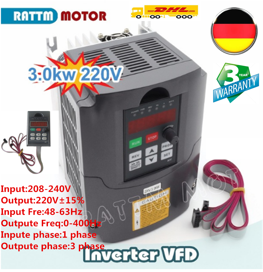 3KW VFD 220V Single To 3 Phase RATTMMOTOR 3KW VFD - 220V Single Phase ...