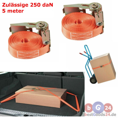 2 X 5m Spanngurt-Set mit Schnellverschluss Gurt Ratsche Spannband Gepäckgurte