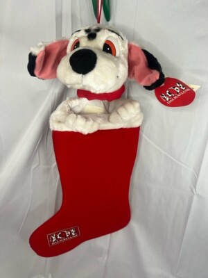 Vintage Disney 101 Dalmatians Puppy Dog Christmas Stocking Red White Plush****