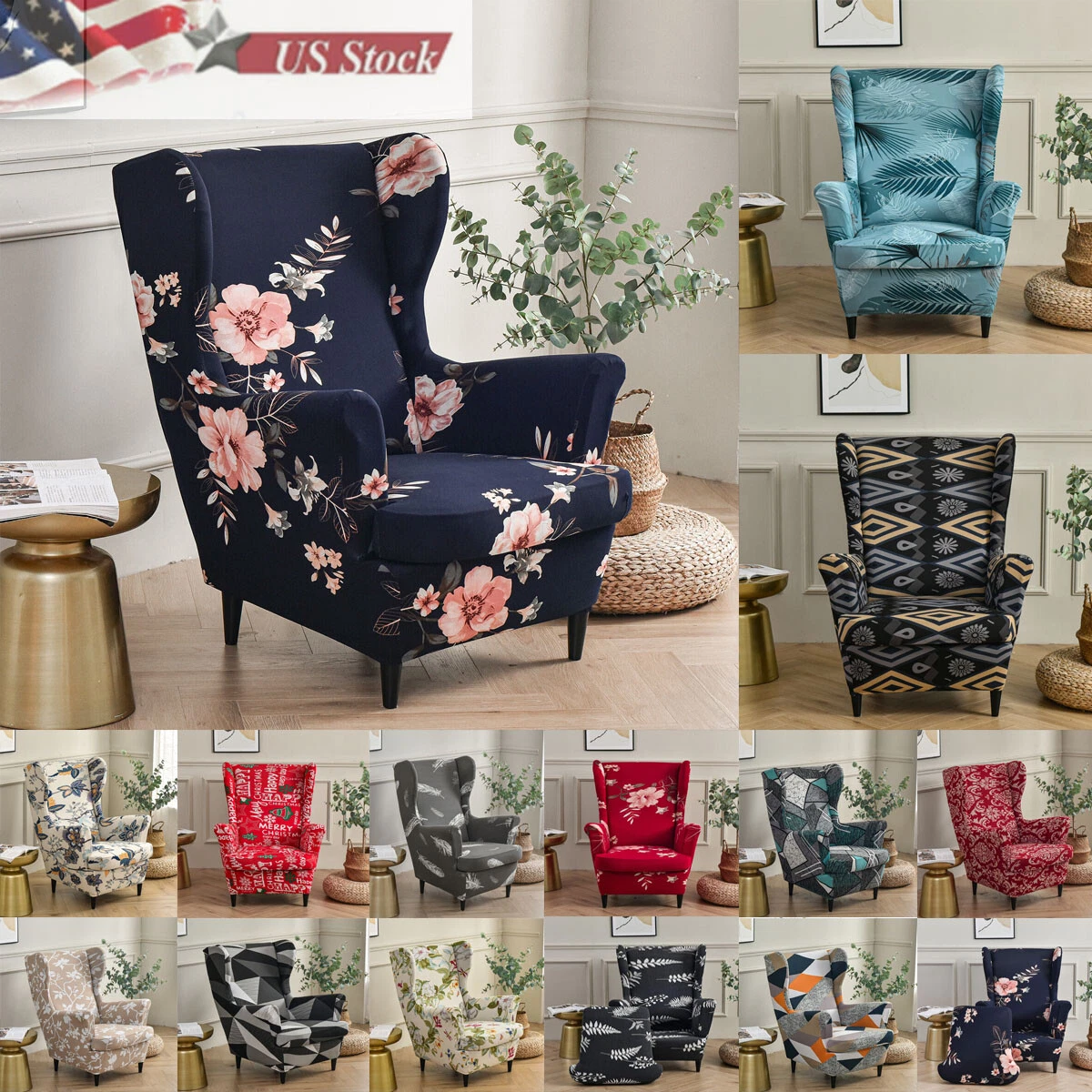 Wing Back Armchair Seat Slipcover Modern Stretch Wingback Recliner Chair  Covers