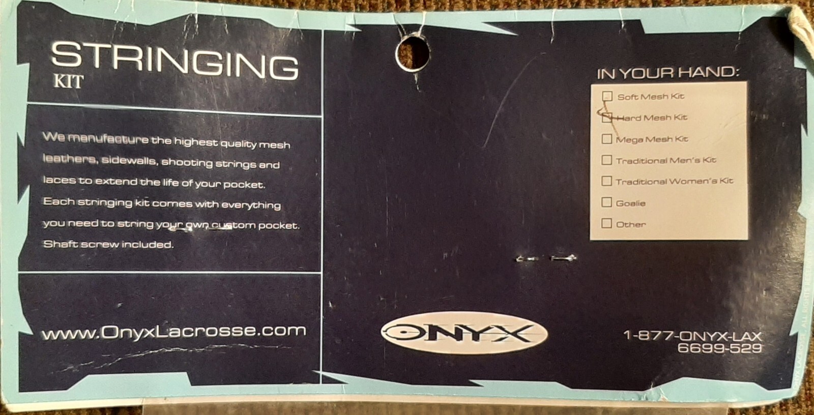 ONYX Lacrosse Hard Mesh Stringing Kit -New Sealed Green Hard Mesh Kit Free S&H 