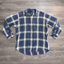 Vintage Chaps Ralph Lauren Western Woven Plaid Flannel Button Up Shirt Sz. L