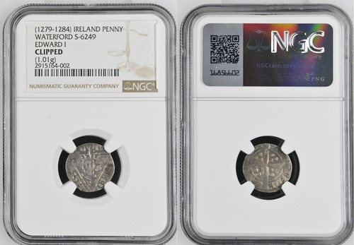 (1279-1284) IRELAND WATERFORD S-6249 EDWARD I PENNY NGC CLIPPED LL96