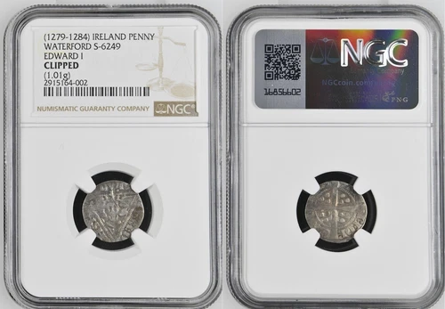 (1279-1284) IRELAND WATERFORD S-6249 EDWARD I PENNY NGC CLIPPED LL96