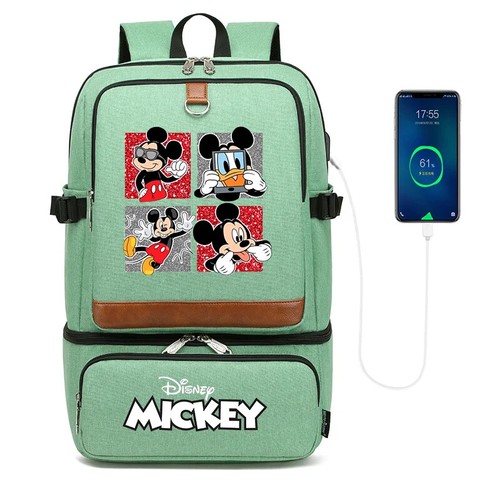 Mickey Minnie Backpacks Laptop USB Waterproof Cooler Bag Picnic Lunch Bag new - Picture 8 of 52