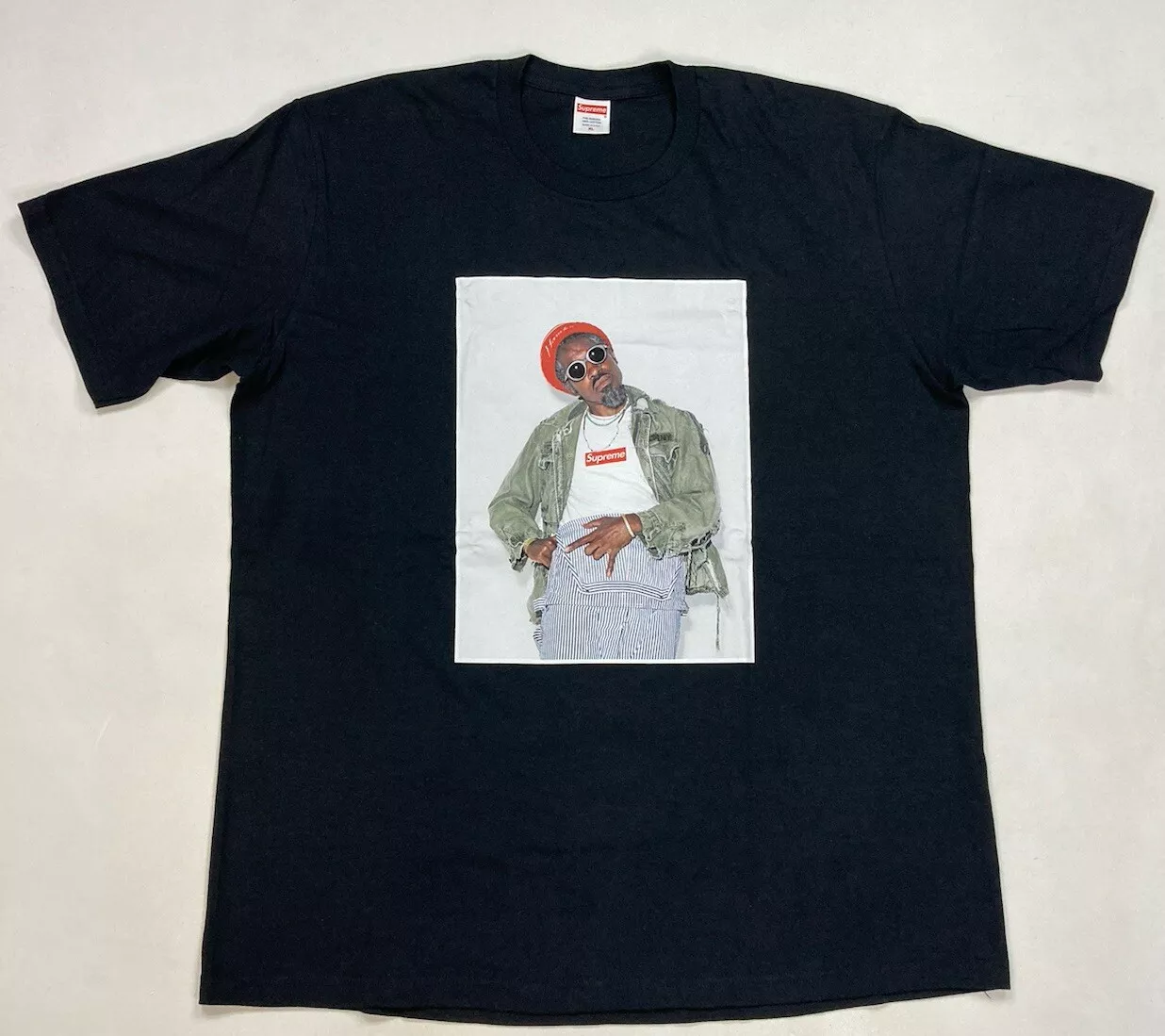 Supreme Andre 3000 T shirt Graphique Homme XL Noir Manches Courtes FW22