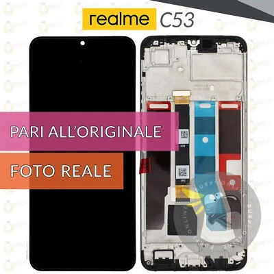 DISPLAY REALME C53 RMX3760 RMX3762 SCHERMO FRAME LCD VETRO TOUCH PARI ORIGINALE