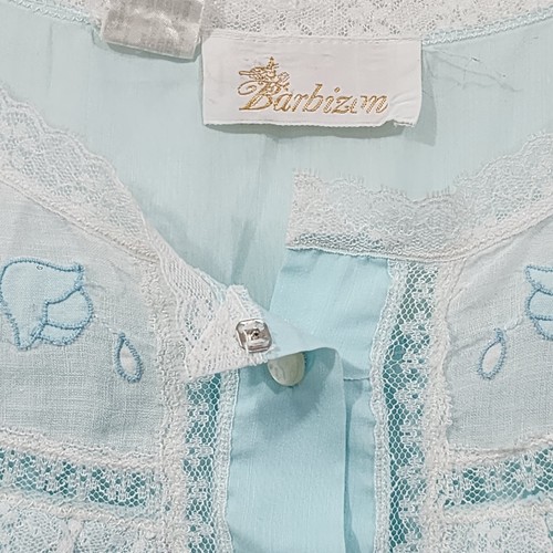 Barbizon Woven Cotton Lawn Chemise Soft Turq Porch Dress Nightgown Embroidered L - Picture 12 of 24