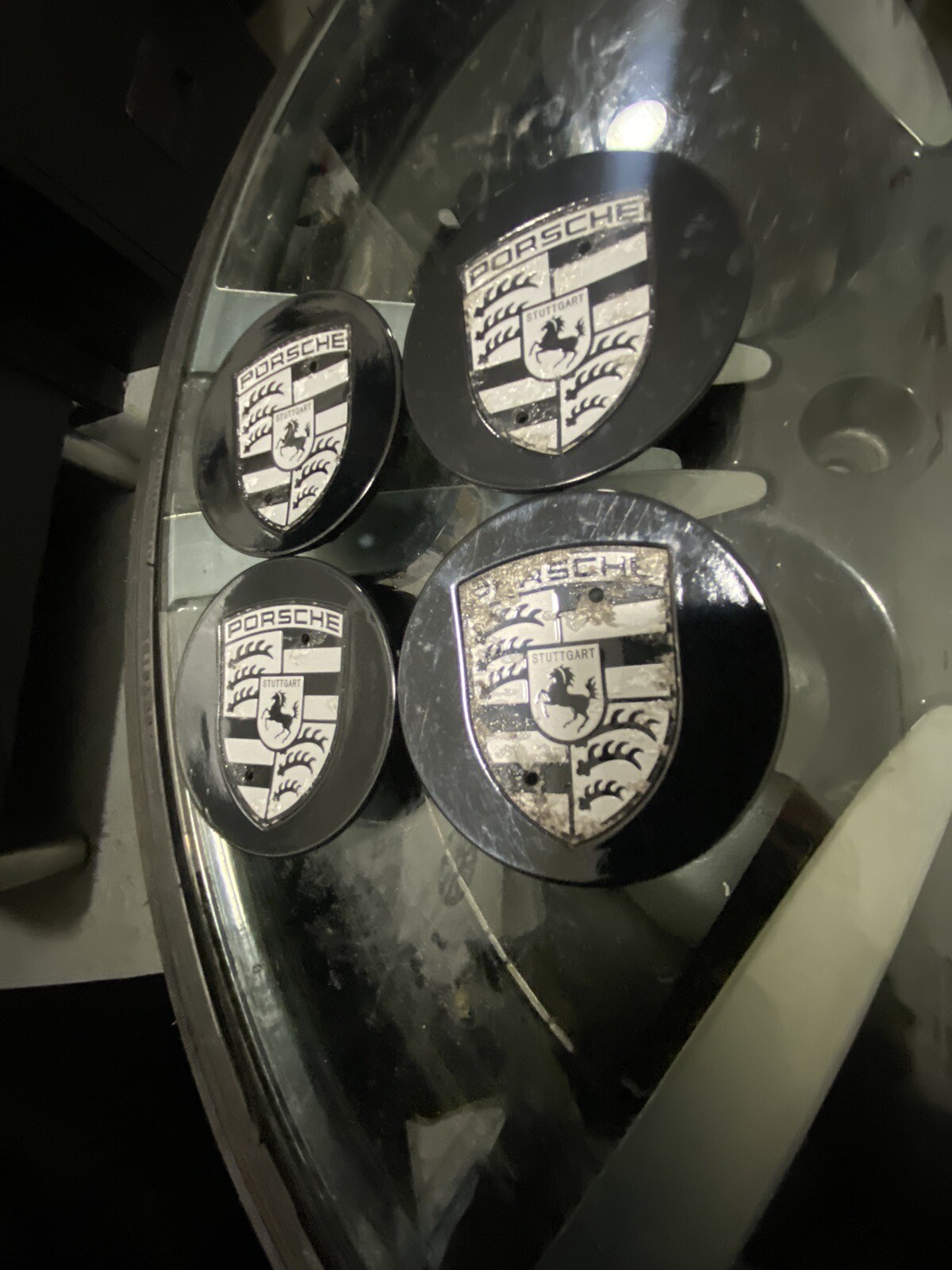 Genuine Porsche Wheel Centre Caps Black. Silver With crest eBay