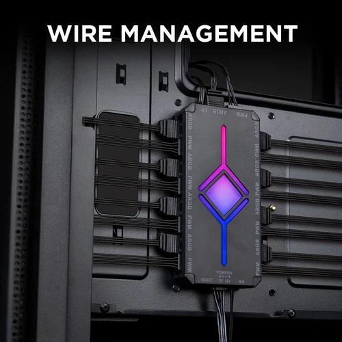 HUB RGB 9 PORT WHITE Répartiteur Connexion Ventilateurs à Fixation Magnétique.