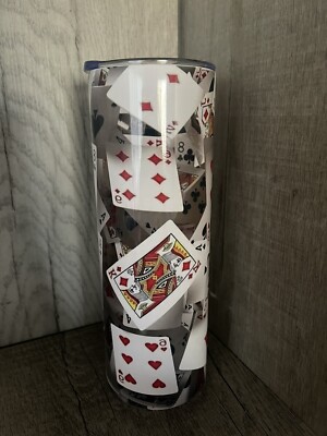 Graphic Skinny Tumbler- Playing Cards 3D Poker- 20oz Cup /Mug With Straw