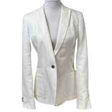 Star Clippers Monte Carlo Womens White Linen Crisp Blazer  - Xl Fits Like A 10
