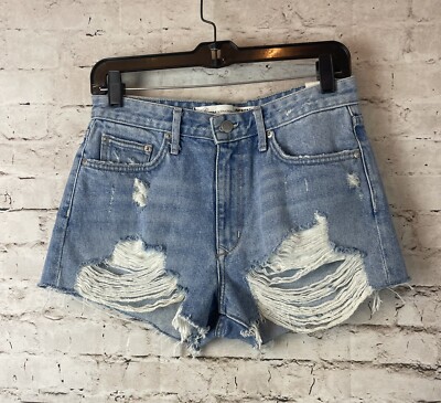 Lovers + Friends DENIM The Jack Jean Shorts Size 28 Distressed Cotton Cut Off
