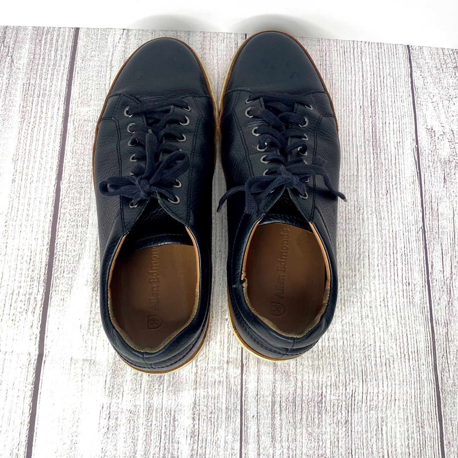 SAOLA Allen Edmonds "PORTER CITY" Sneakers Derby Casual Uomo 10.5 D Pelle Nero