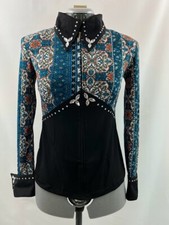 Medium Western Show Pleasure Rail Shirt Jacket Clothes Showmanship Horsemanship