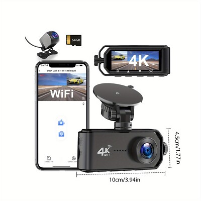 Dash Cam Ultra HD 4K Car Dual Lens Front/Rear Video Recorder Camera G-sensor