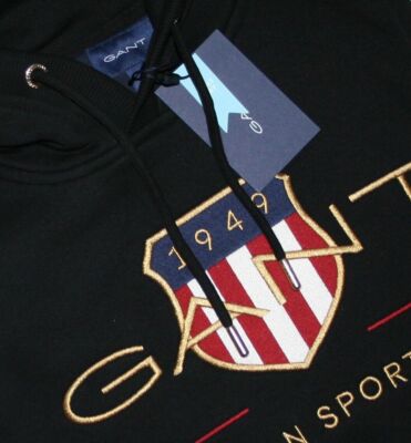 Gant Archive Shield Black Hooded Jumper / Hoodie Size M / L / XL / 2XL / 3XL