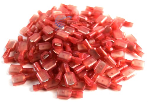 100 Pieces 22 - 18 GA Gauge 12v Red Nylon Male Disconnects - Picture 1 of 4