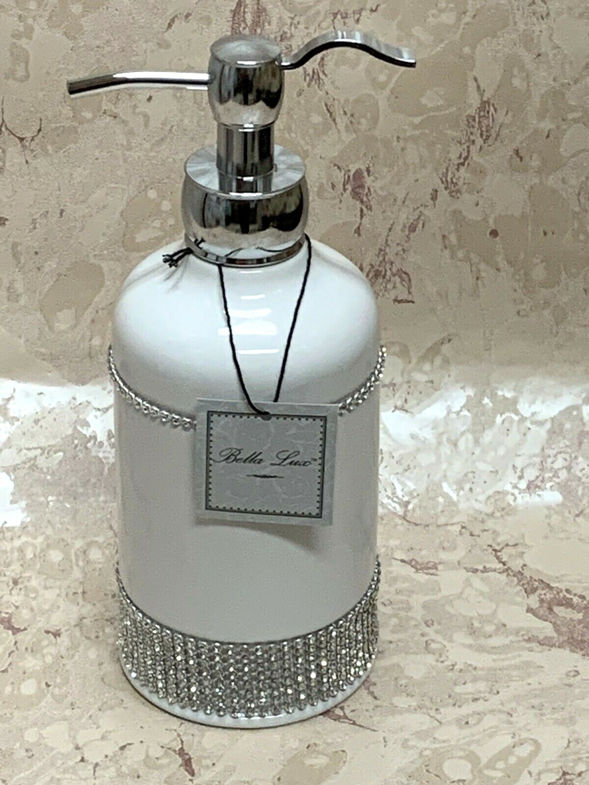 bella lux outdoor living on Bella Lux Ceramic White Crystal Rhinestone Pump Dispenser Bath Accessory Nwt Ebay