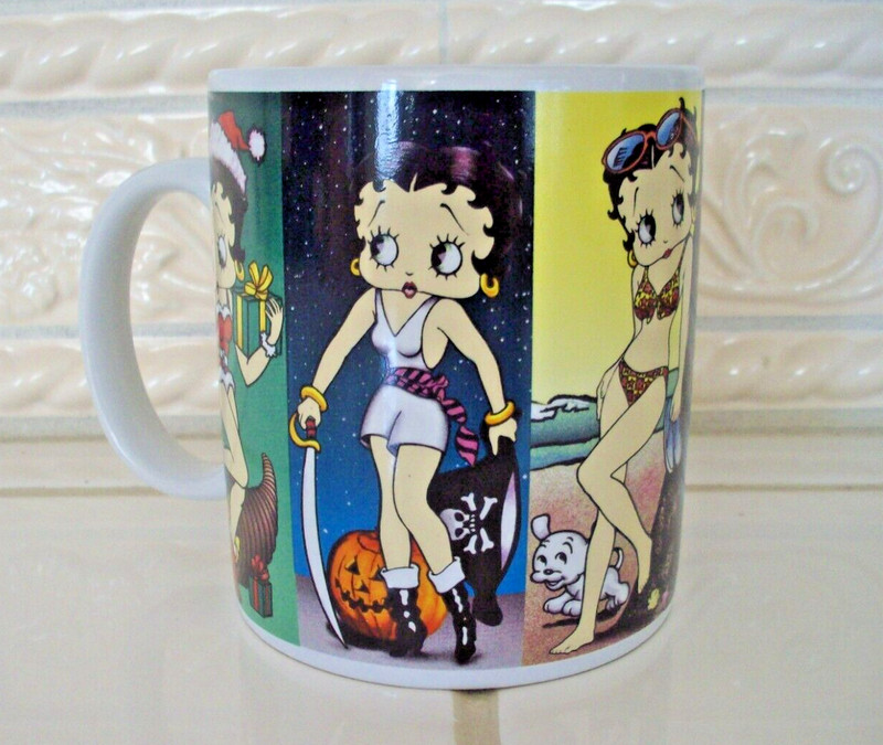 Collectible Vintage Betty Boop Coffee Mug "Thru the Year" Ceramic  1998