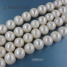 2 Freshwater Cultured Pearl Beads Egg Round Beads Off White Options: 12mm-14mm